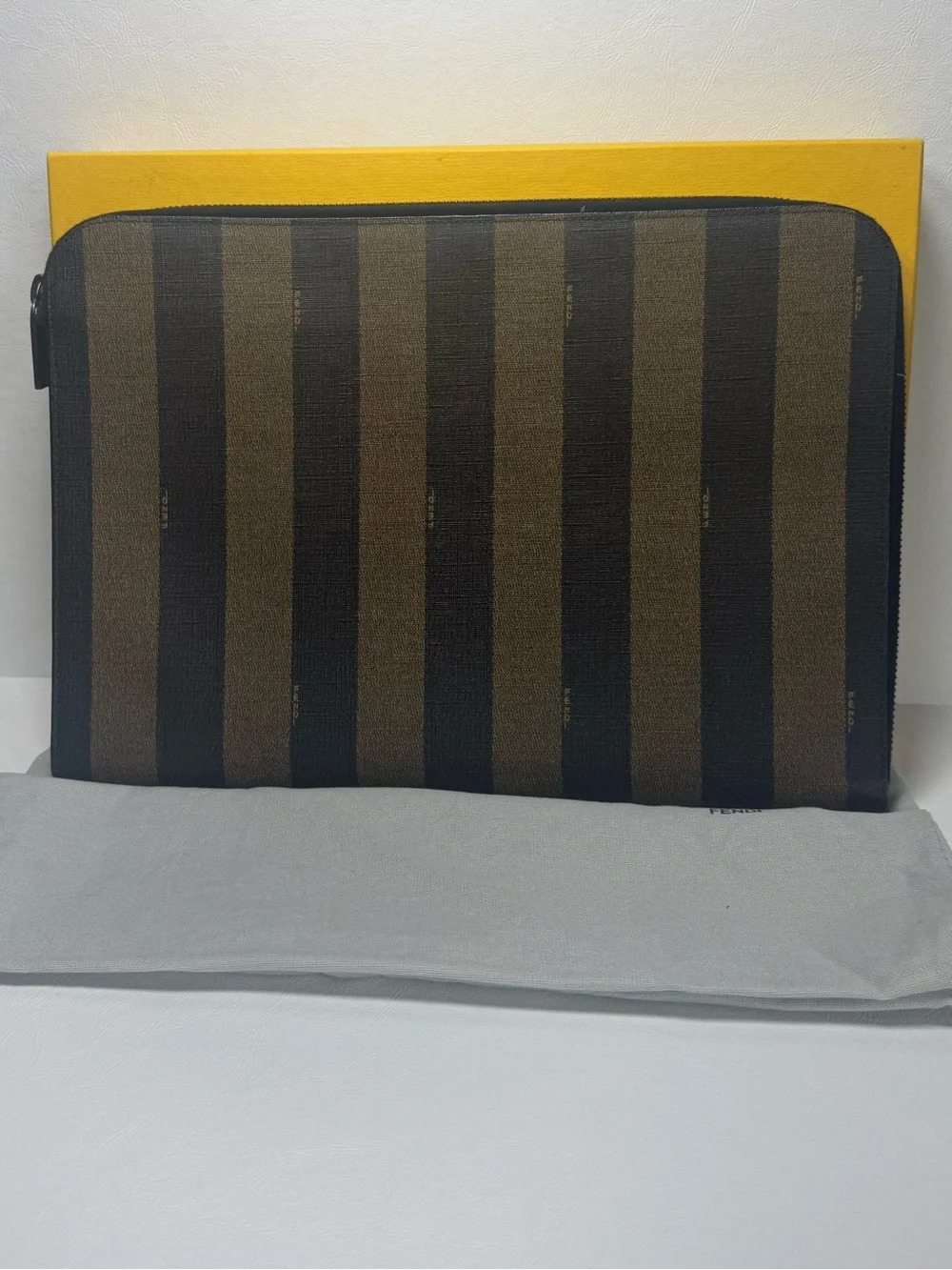 Fendi Pequin Coated Canvas Laptop Case